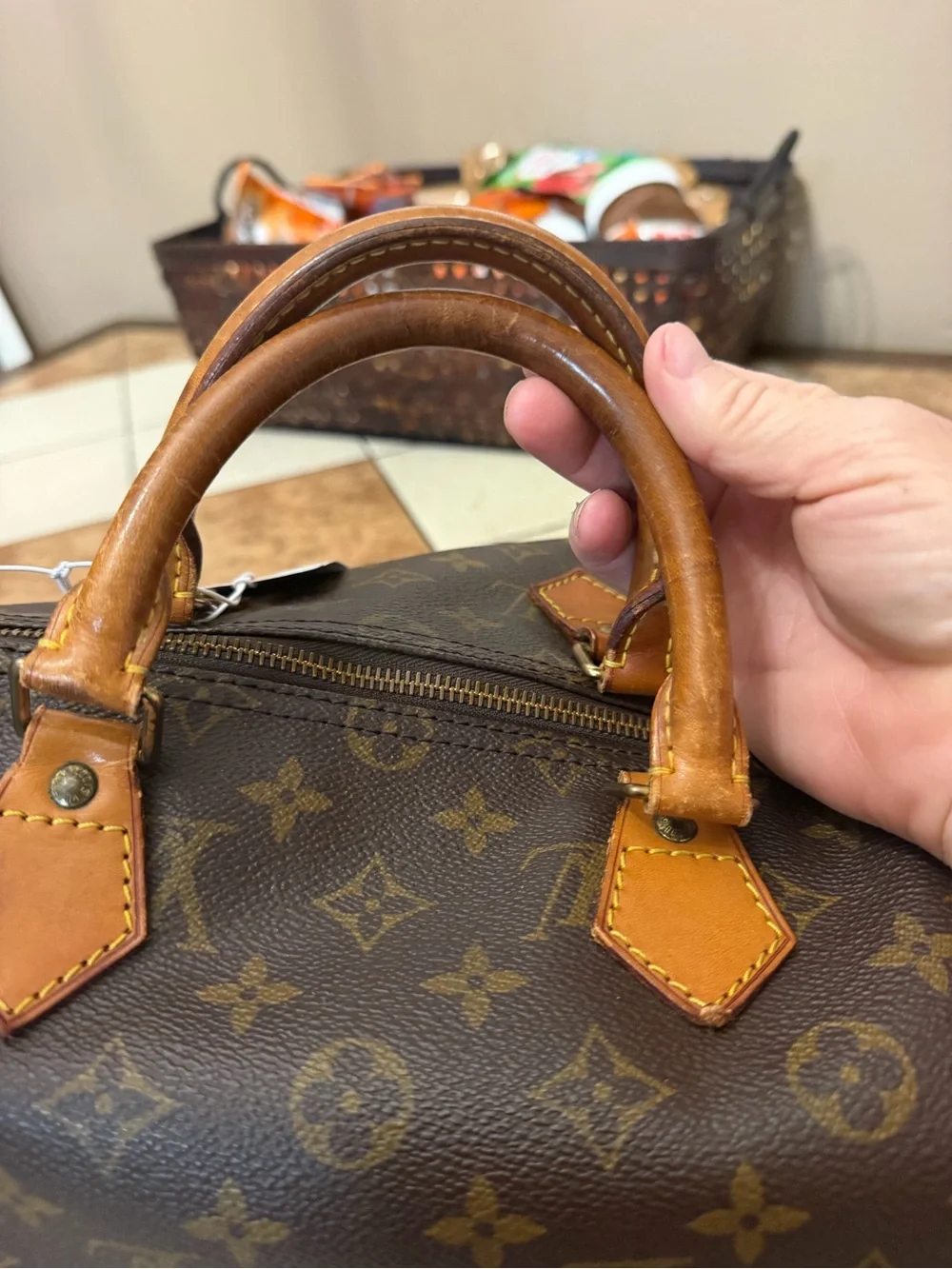 Louis Vuitton Brown Monogram Canvas Duffel Bag with Tan Trim